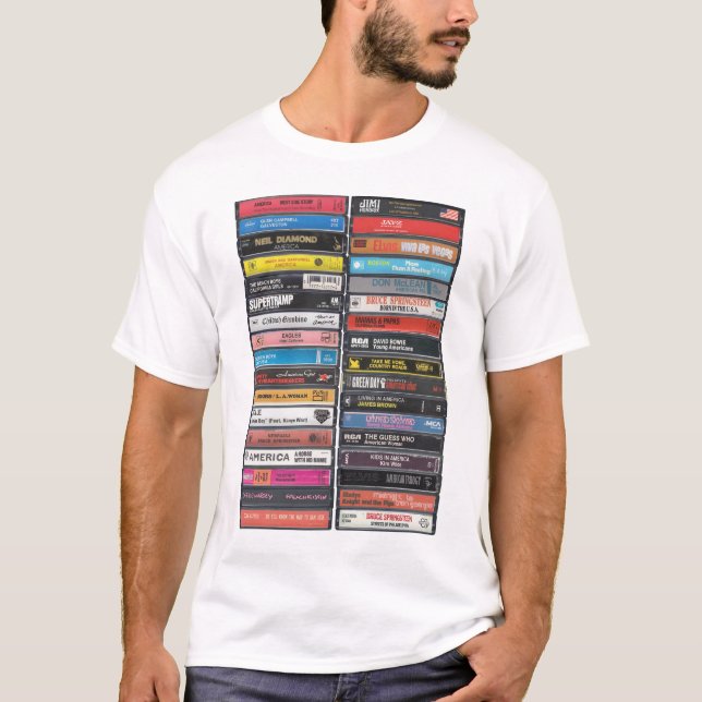 American Music - USA Anthems Cassette Print T Shirt (Framsida)
