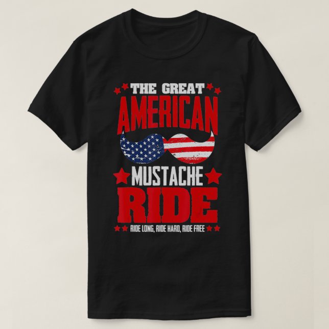 American Mustache Ride 4 juli Patriotic Beard T Shirt (Design framsida)