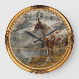 American Mustang Vild Horse Western Wall Clock Stor Klocka