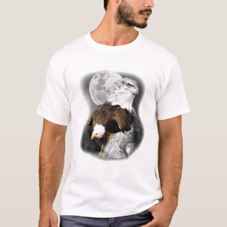 American Nature Eagle Artwork Måne Sketch Wildlife T Shirt