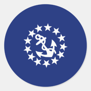 American Nautical Yacht Flagga Anchor Stars Blue Runt Klistermärke