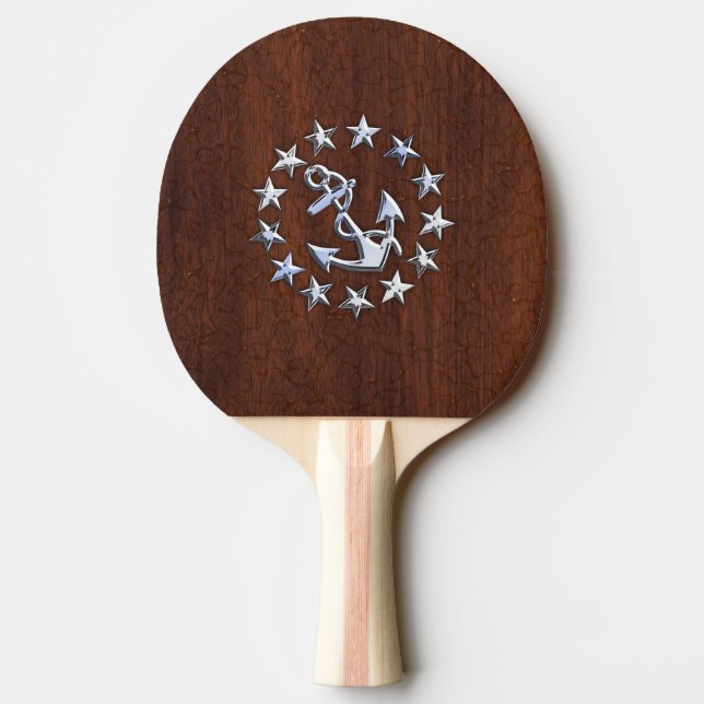 American Nautical Yacht Flagga Blöt Mahogany Pingisracket (Baksidan)