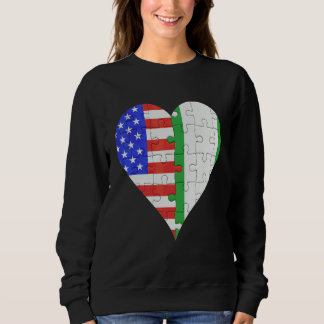 American Nigerian Flagga Heart T Shirt