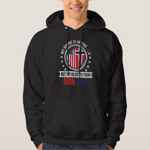 American Norsk Flagga Heart från Norge Amerika Hoodie