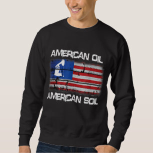 American Oil American Soil Flagga Pride Lång Ärmad Tröja