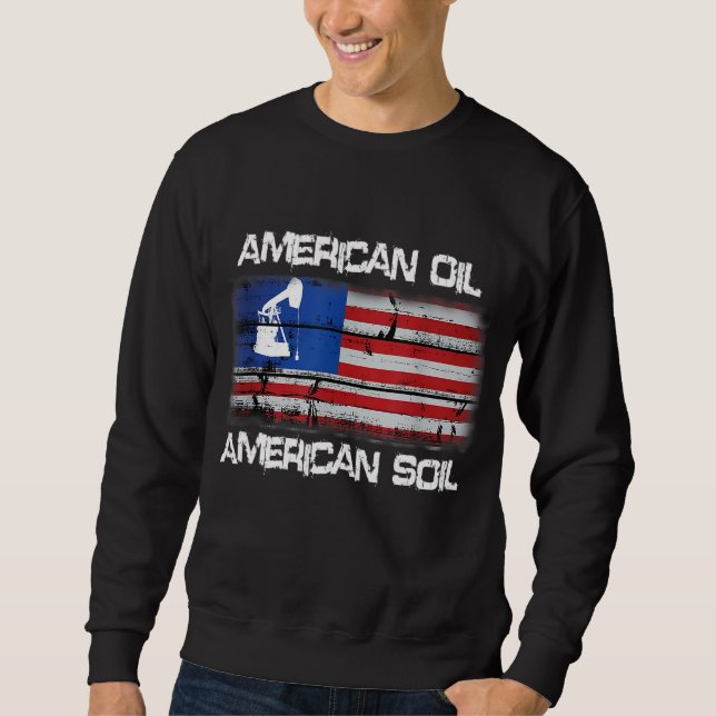 American Oil American Soil Flagga Pride Lång Ärmad Tröja (Framsida)