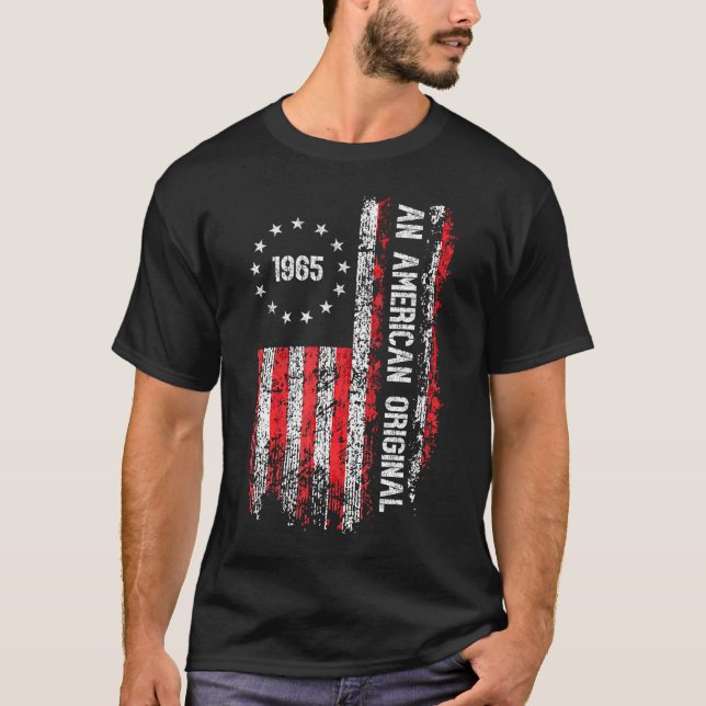 American Original 1965 Birthday American Flagga T Shirt (Framsida)