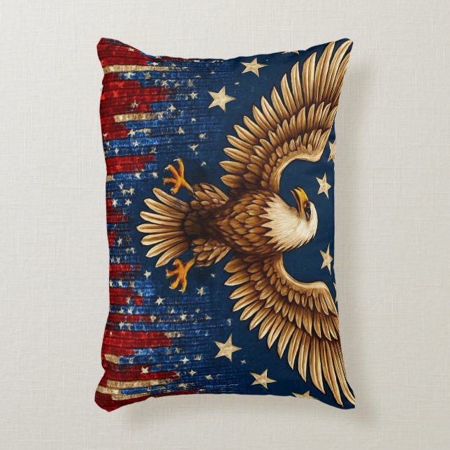 "American Örn accent Pillow - Patriotic Fla Prydnadskudde (Framsidan(Vertikal))