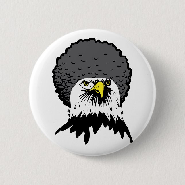 American Örn Afro Funny Button Badge Pin Knapp (Framsida)