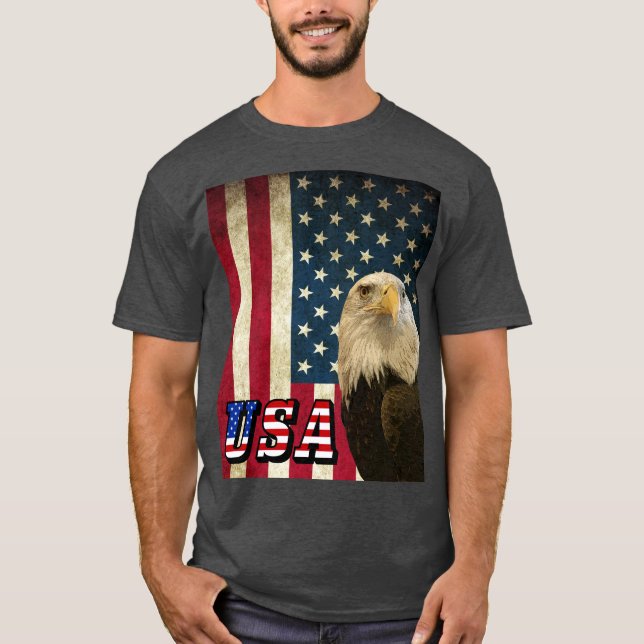 American Örn Retro Flagga, USA Shirt-ZKOA T Shirt (Framsida)