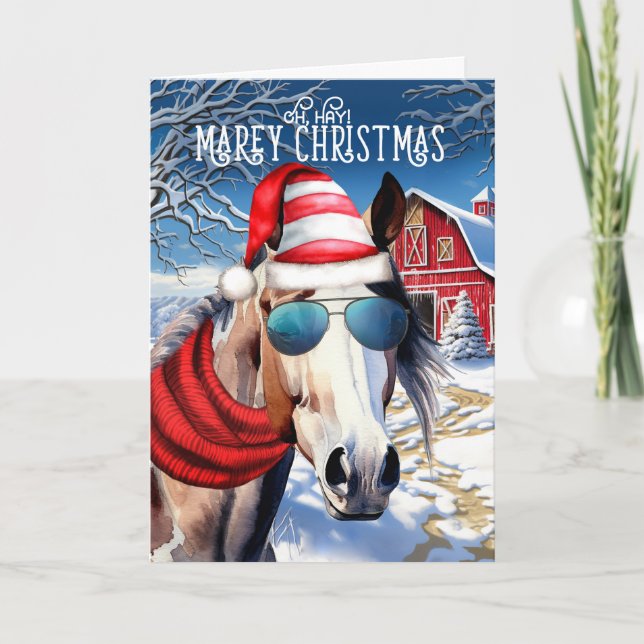 American Paint Horse Funny MAREy jul Helgkort (Framsida)