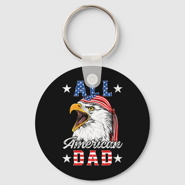 American Pappa Eagle 4:e juli Fars dag Manar Wom Nyckelring (Framsida)