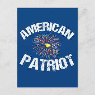 American Patriot Blue Fireworks Vykort
