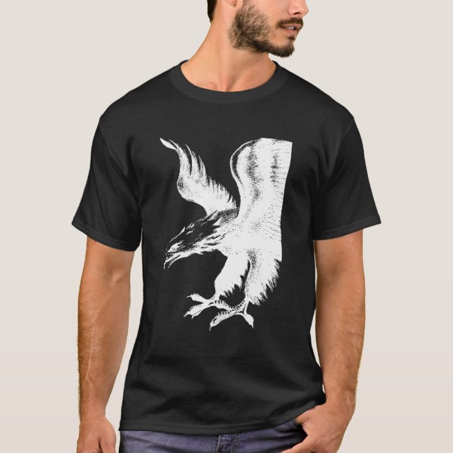 American Patriot Eagle Black White T Shirt (Framsida)