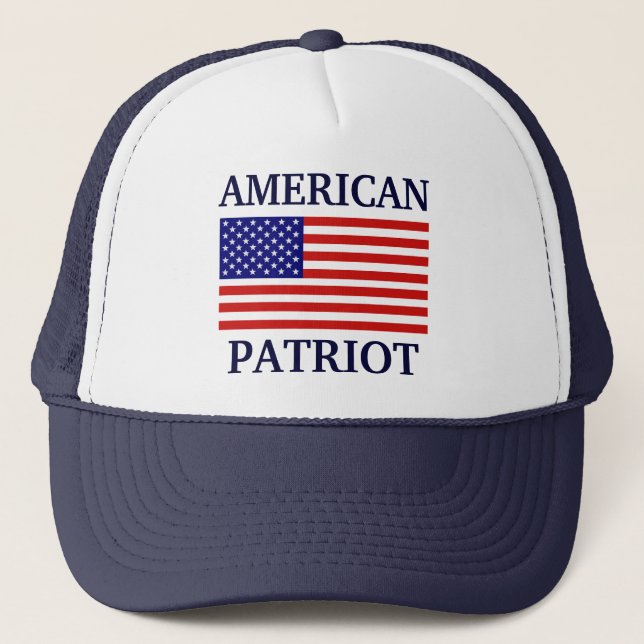 American Patriot Flagga Navy Mesh Hat Truckerkeps (Framsida)