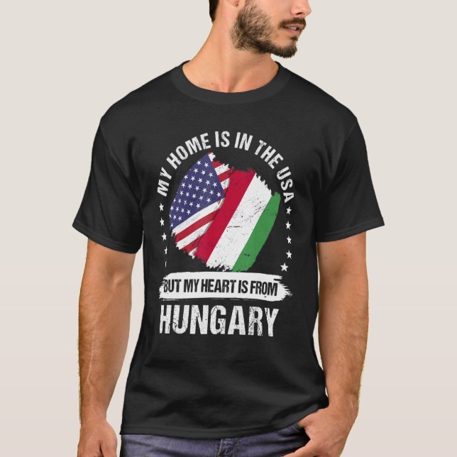 American Patriot Hungary Flagga Amerikanska R T Shirt (Framsida)