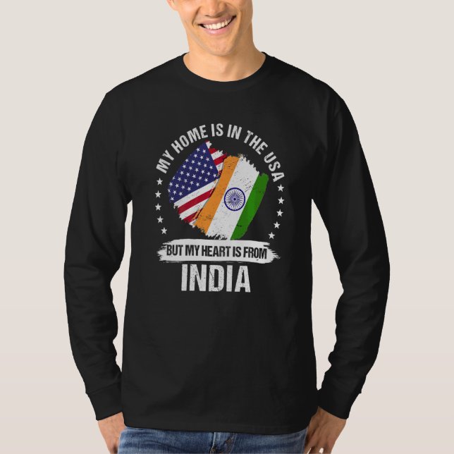 American Patriot India Flagga Indian Roots T Shirt (Framsida)