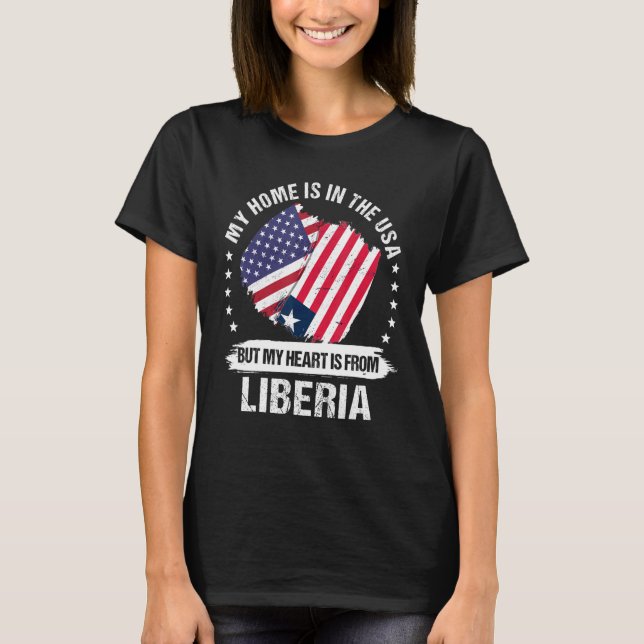 American Patriot Liberian Flagga American Liberia  T Shirt (Framsida)