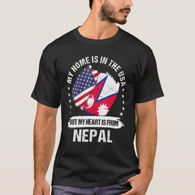 American Patriot Nepal Flagga American Nepalese Ro T Shirt (Framsida)
