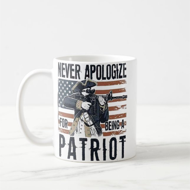 American Patriot "Never Apologize" Minutemen  Kaffemugg (Vänster)