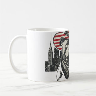 American Patriot Pitbull Cowboy - NYC Skyline Vint Kaffemugg