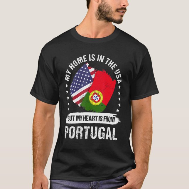 American Patriot Portugal Flagga American portugis T Shirt (Framsida)