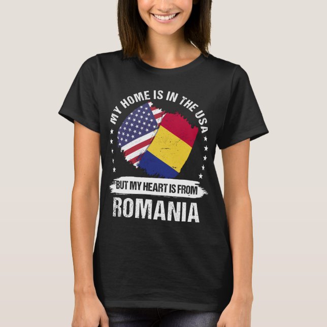 American Patriot Rumänien Flagga Rumänska T Shirt (Framsida)