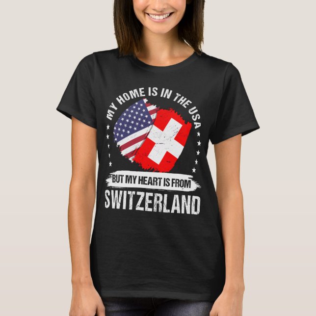 American Patriot Switzerland Flag Swiss Roots T Shirt (Framsida)