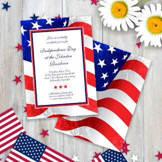 American Patriot Vintage Stars och stripes US Flag Inbjudningar