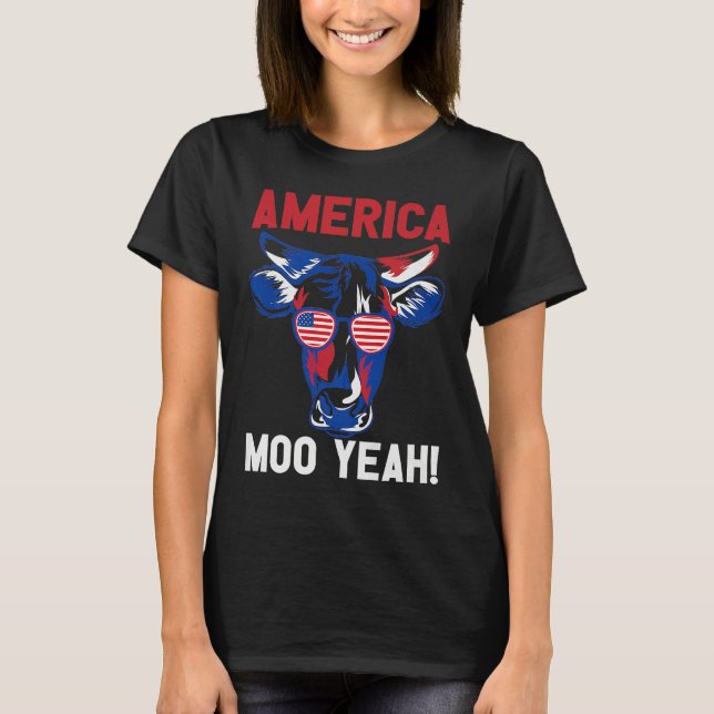American Patriotic Decoration Moo Yeah Premium T Shirt (Framsida)