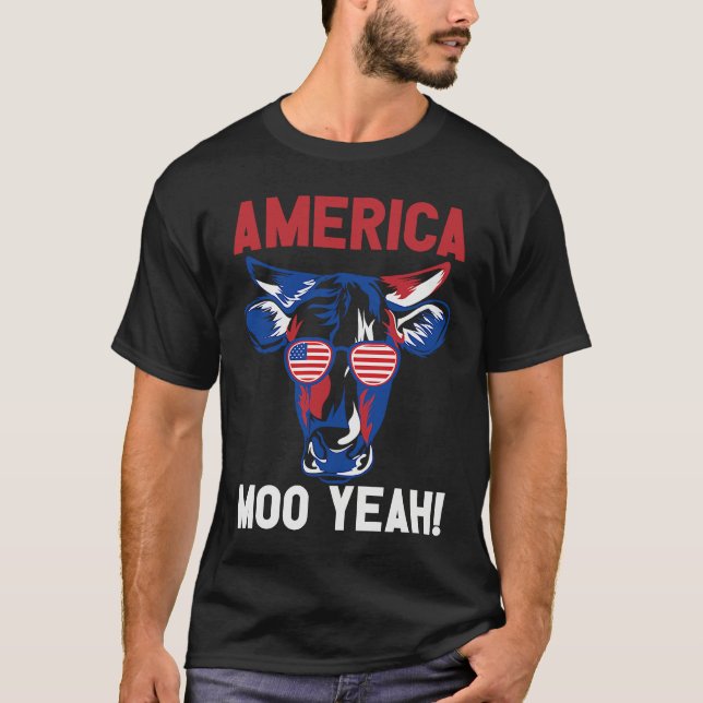 American Patriotic Decoration Moo Yeah T Shirt (Framsida)