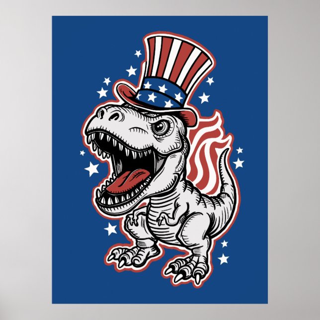 American Patriotic Dinosaur Poster (Framsidan)