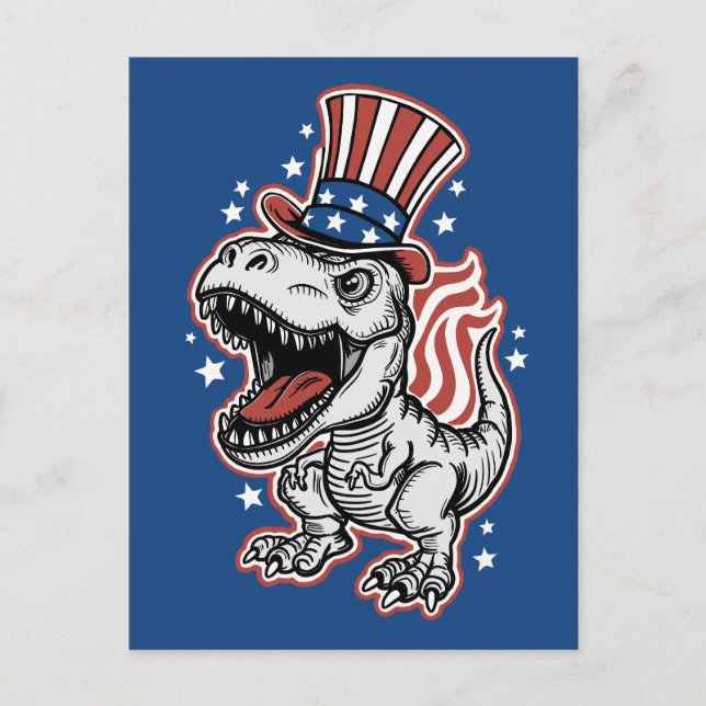 American Patriotic Dinosaur Vykort (Framsida)