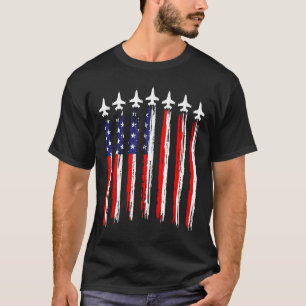 American Patriotic Fighter Jet USA flagga Wave 4t T Shirt