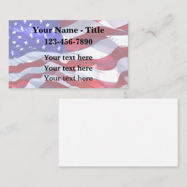 American Patriotic Flagga Background Visitkort (Fram/baksida)
