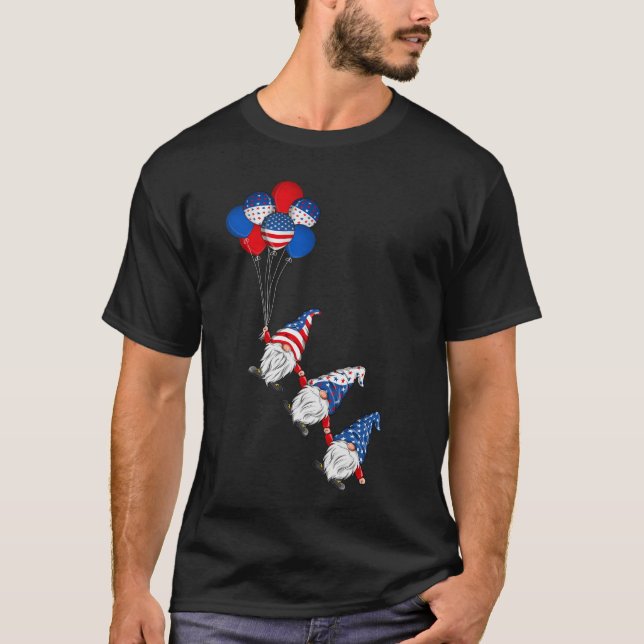 American Patriotic Gnomes USA flagga 4 juli T Shirt (Framsida)