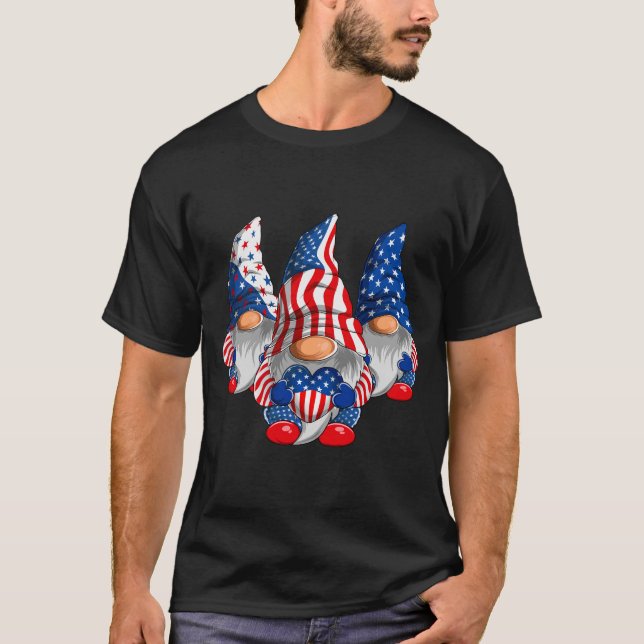 American Patriotic Gnomes USA flagga 4 juli T Shirt (Framsida)