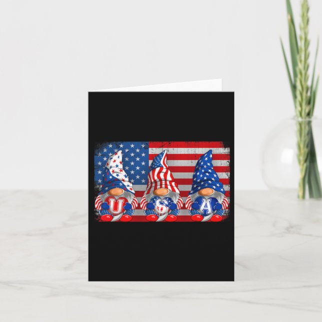 American Patriotic Gnomes Usa Independence day 4:e Kort (Framsida)