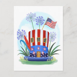 American Patriotic Hat House Postcard Vykort