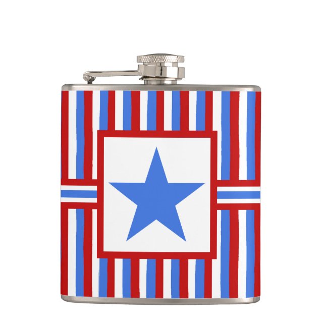 American Patriotic Modern Folk Art Hip-kolv Fickplunta (Framsidan)
