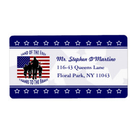 American Patriotic Personalized Shipping Label Fraktsedel