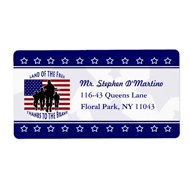 American Patriotic Personalized Shipping Label Fraktsedel (Framsidan)