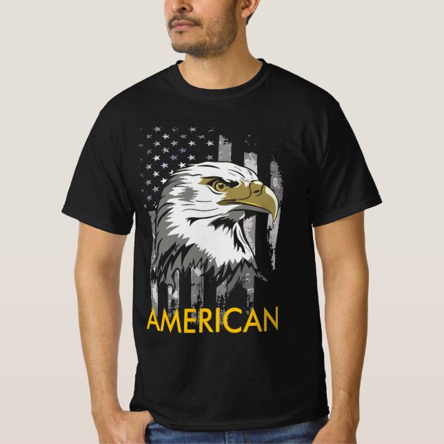 American Patriots Eagle Logotyp Flagga T Shirt (Framsida)