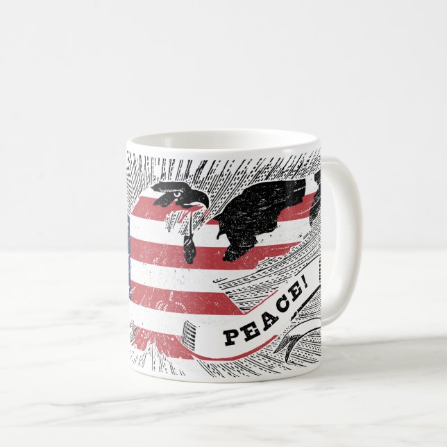 American Peace Eagle USA flagga Patriotic art Kaffemugg (Framsida höger)