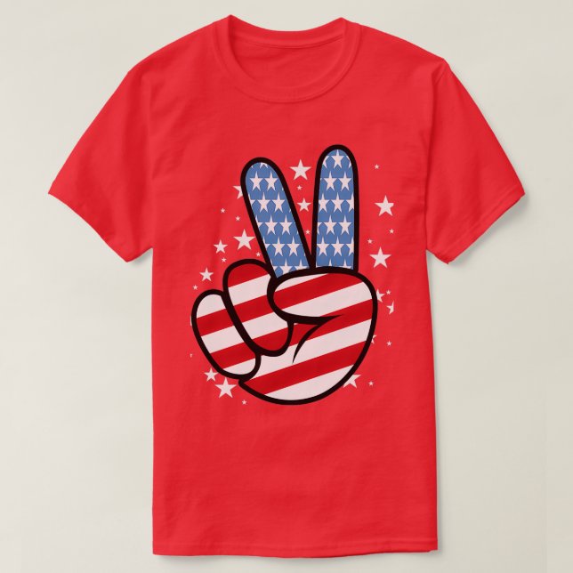 American Peace Fredstecken Hand Flagga T Shirt (Design framsida)