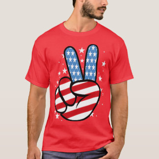 American Peace Fredstecken Hand Flagga T Shirt
