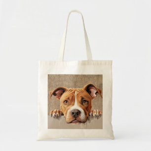 American Pit Bull Peeking Puppy Hund Pet Tygkasse