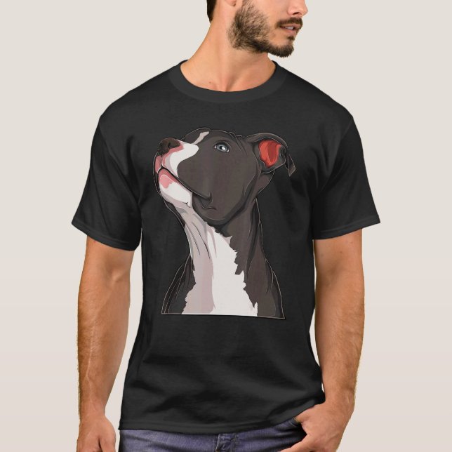 American Pit Bull Pitbull Terrier Hund Head Hund C T Shirt (Framsida)