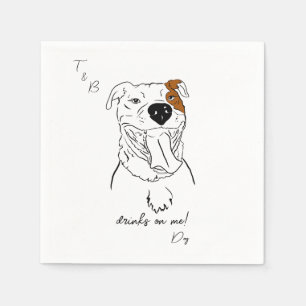 American Pit Bull teckning Bröllop Cocktail Napkin Pappersservett
