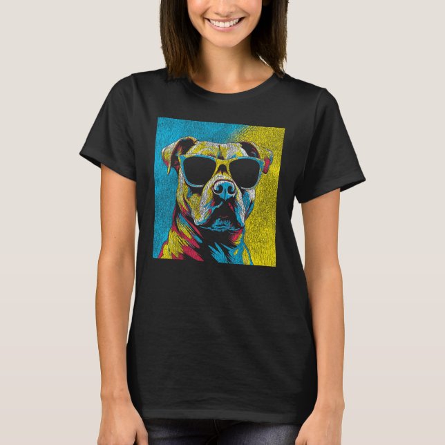 American Pit Bull Terrier Hund - Pop Art Retro Sty T Shirt (Framsida)